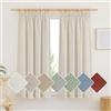 PONY DANCE Tende Lino Semitrasparenti per Interni 200g/m² Tende Cucina con Fettuccia Shabby Chic Curtains Corte per Salotto Eleganti 2 Pezzi L 140 x A 160 CM, Beige Chiaro