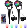 kefflum Faretto RGB da Giardino 10W, 2 pezzi | Impermeable per Giardino, Cortile, Vialetto