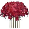 FagusHome Fiori artificiali di Phalaenopsis da 81,9 cm, 6 pezzi, fiori di orchidea artificiali, piante a stelo per la decorazione della casa (rosso)