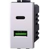 Ettroit - CaricatoreÂ USB Type-A + C 5Vdc 3.1A bianco compatibile Bticino Livinglight -Â LB3002
