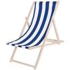 Springos - Sedia a sdraio pieghevole da spiaggia, in legno con tessuto a righe bianco-azzurre. - multicolore