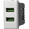 Ettroit Caricatore 2xUSB 5V 2,1A 2 Porte USB-A Grigio Compatibile Con Bticino Axolute - AG2402