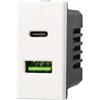 Ettroit Caricatore doppia USB 2IN1 Type-A + Type-C compatibile Bticino Axolute 5Vdc 3.1A bianco - AB3002