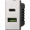 Ettroit - Caricatore 3.1A USB-A + USB Type C grigio Compatibile con Bticino Axolute - AG3002