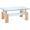 Inter Link - Tavolino - Vetro - Tavolino - Tavolo rettangolare in vetro per il soggiorno - Vetro di sicurezza - LxPxH : 100x60x45 cm - Rovere Sonoma - Loana