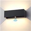 Klighten Lampada da esterno, 30W Applique da Parete con sensore di movimento per luci esterni/interni Lampada da parete con fascio regolabile IP65 Impermeabile 3000K, Antracite
