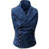 Generic Gilet doppiopetto vintage da uomo in finta pelle scamosciata slim fit steampunk gilet da uomo smoking prom party abito formale, 39#_navy, L