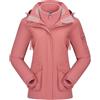 OutPro Giacca da sci da donna 3 in 1, impermeabile, antivento, invernale, per attività all'aria aperta, con fodera in pile, a doppio strato, con cappuccio rimovibile, Colore: rosa., M