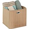 Relaxdays Contenitore Portaoggetti in bambù, Scatola Alta da Bagno, Quadrata, HLP 31 x 31 x 31 cm, Pieghevole, Naturale