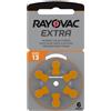 Rayovac Extra 13 Batterie Zinco Ario per Amplificatore Acustico 6 pezzi
