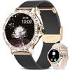 Fitonus Smartwatch Donna Chiamate Bluetooth, 1,3'' HD Schermo Orologio Smartwatch con Notifiche Messaggi, 110+ Sport, SpO2 Sonno Cardiofrequenzimetro, Orologi Sportivo IP68 per Android iOS, Oro Nero