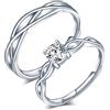 CPSLOVE Anello di coppia in argento sterling 925, fedi nuziali diamante fiore intarsiato, Anelli uomo, Anelli donna, misura regolabile, regalo di anniversario