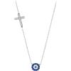 MYSTIC JEWELS By Dalia Collana in argento Sterling 925 con croce e malocchio con zirconi cubici, per buona fortuna, regalo per il nuovo anno di compleanno