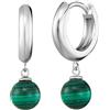 Engelsrufer Orecchini a cerchio da donna in argento Sterling con pietra potente, chiusura a incastro, senza nichel, Ø13 mm, Argento sterling, Malachite