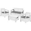 KETER Salotto da Giardino Rattan 2 Sedie 1 Divano 1 Tavolino Bianco Corfu Lounge