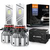 D-Lumina Lampadine 9012/HIR2 LED Canbus,100W 16000LM Kit Fari Auto 6500K Luce Bianco Forte,Angolo del Fascio Regolabile a 360 Gradi,Kit Conversione Faro LED 9012/HIR2,IP68 Impermeabile,2 Pezzi