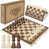 peradix Set di Scacchiera in Legno,Scacchi Magnetica Legno 38cm, Scacchiera Professionale Pieghevole,Magnetici Scacchi per Bambini da Viaggio Attività (2 Regine)