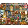 Educa - Biblioteca | Puzzle 1.000 pezzi per adulti da 14 anni | Libreria libri gatti accogliente | Misura: 68 x 48 cm | Include colla Fix Puzzle (19925)