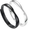ANAZOZ Anello Argento 925 Donna Regolabile Fedina,Simple Love Argento Nero Fedine Fidanzamento Coppia Regolabili