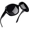 Joopin Occhiali da Sole da Donna Polarizzati Vintage Rettangolari Quadrati Grandi Occhiali da Sole UV400 Protezione (Nero)