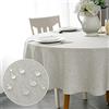 WELTRXE Tovaglia Rotonda Impermeabile in Poliestere 120 cm, Tovaglia Lavabile Effetto Lino per Sala da Pranzo, Picnic, Ristorante (Grigio chiaro, Diametro 120 cm)