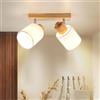 Doughelec Plafoniera Lampada da Soffitto 2 Faretti Orientabili, Legno Faretti da Soffitto Faretto da Parete Vintage Plafoniera 2 Luce E14 Muro per Soggiorno Cucina Cameretta, Lampadina Non Inclusa
