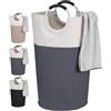 IHOMAGIC 95L Cesto della Lavanderia del Tessuto, Porta Biancheria Sporca con Maniglia, Ceste Portabiancheria Autoportante, Cesto Portatile Decorativo per la bottiglia di stoccaggio, Gris Foncé