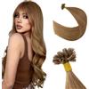 Silk-co 60cm Extension Cheratina 50 Ciocche Capelli Veri Brasiliani 1grammo/Filo 50g/Set U-Tip Extension Capelli Naturali - 6 Marrone Chiaro