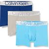 Calvin Klein Boxer Brief 3Pk 000NB3075A, Uomo, Multicolore (Mid Blue, Signature Blue, Clay Gry), XS