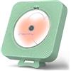 Yintiny Lettore CD verde carino Yintiny con Bluetooth 5.0, lettore musicale ricaricabile per la decorazione domestica, lettore musicale adorabile portatile, telecomando, supporto AUX in cavo e USB