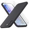Richgle Compatibile con Cover Samsung Galaxy A55 5G & [2 Pezzi] Pellicola Vetro Temperato, Sottile Silicone Morbido TPU Custodia Cover Case Compatibile con Samsung Galaxy A55 5G - Nero RG82727