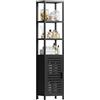 HITNET Mobile Bagno Alto Nero, Armadietto da Bagno a Colonna, Mobiletto da Bagno Salvaspazio Autoportante con Ante per Soggiorno Cucina Corridoio