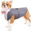 PUMYPOREITY Vestito Cotone per Cani Maglietta Shirt Cani Cappottino Completo Elegante con Papillon Abbigliamento Costume per Cani Feste Halloween Matrimoni Compleanno Natale(Grigio, S)