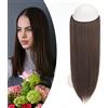 Gairyan Extension Capelli Filo Invisibile Posticci con Cordino Secret Hair Extension Capelli Sintetici Lisci con Clip per più Volume Capelli Finti Lunghi 50cm- Marrone Chiaro
