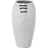 DRW Vaso da tavolo in ceramica a righe con cordone in bianco e marrone 16x20x35 cm