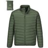 Outdoor Ventures Giacca trapuntata da uomo, leggera, calda, per le mezze stagioni, impermeabile, per attività all'aria aperta, casual, verde militare, M