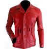 Aksah Fashion Giacca in pelle da uomo Brad Pitt Tyler Durden Fight Club | Project Mayhem giacca in pelle rossa per uomo, Vera pelle., XXL