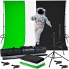 PIXETOOL Green Screen (1,8 x 2,8 m) con Supporto (2 x 2 m) - Sfondo Fotografico - Set per Studio Fotografico - Greenscreen - Accessori Fotografia Streaming Giochi Gaming