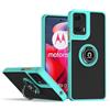 GOKEN Cover per Motorola Moto G24 / Moto G04, Case Custodia Antiurto con Bordo in Silicone TPU Morbido, Retro in PC Rigido Semi-Trasparente Grigio Opaco, con Anello di Supporto -Blu
