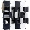 JOIEYOU Armadio Wardrobe in plastica, 20 cubi, sistema di scaffalatura per camera da letto, colore nero, 145 x 37 x 178 cm