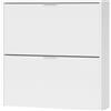 Habitdesign Portascarpe 2 Porte, Portascarpe stretto, rifinito in bianco, misure: 75 cm (larghezza) x 76 cm (altezza) x 22 cm (profondità)