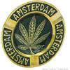 Amsterdam Ashtray ORIGINAL AMSTERDAM METAL GOLD ASHTRAY GREEN LEAF : POSACENERE ROTONDO IN METALLO DA TAVOLO | IDEA REGALO