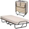 COSTWAY Brandina Pieghevole con Materasso, in Memory Foam, Struttura Resistente e 4 Ruote Girevoli, Lettino Pieghevole per Casa Ufficio, 190x80x33 cm (Beige)