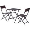 Outsunny Mobili da Giardino in Rattan Set Tavolino e Sedie da Giardino Pieghevoli 3pz Marrone|Aosom