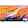 Hisense Smart TV 75" 4K UHD Display LED Classe G Vidaa Nero 75A69K