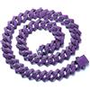 HALUKAKAH Diamante Cubano Collana a Maglie per Uomo - Ametista Gemma Viola - Placcato Nero Rodio - Larghezza 12 mm Lunghezza 50 cm - con Confezione Regalo