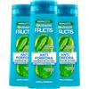 Garnier Fructis Shampoo Anti-Forfora Re-Oxygen per Capelli Normali Formula Vegana con Estratto di Tea Tree Senza Siliconi Previene ed Elimina la Forfora - 3 Flaconi da 250ml