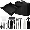 JNUYISW Set di Attrezzi da Giardino, 17 Pezzi Strumenti per Piante Grasse con Pieghevole Tappetino da Giardinaggio Mini Attrezzi da Giardino Kit con Borsa per Attrezzi da Giardino per Interni