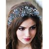 IYOU Sposa Matrimonio Vite per Capelli Blu Cristallo Fascia Fiore Sposa Damigella D'onore Accessori per capelli per Donne