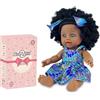 Nice2you Baby Doll - 10 pollici bambole per bambina, 25 cm bambola africana bambino con i capelli ricci, bambole giocattoli per bambini di età 2 3 4 5 anni, reborn bambino per il regalo